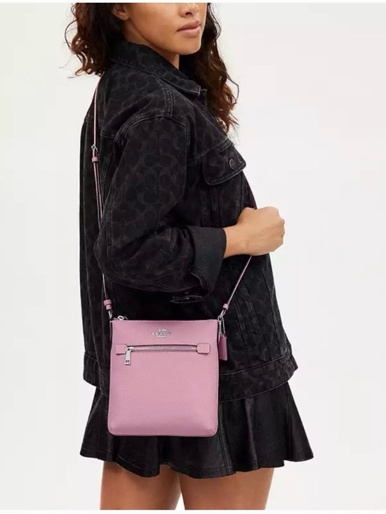 Coach Mini Rowan File Crossbody Bag Pink Crossgrain Leather CE871